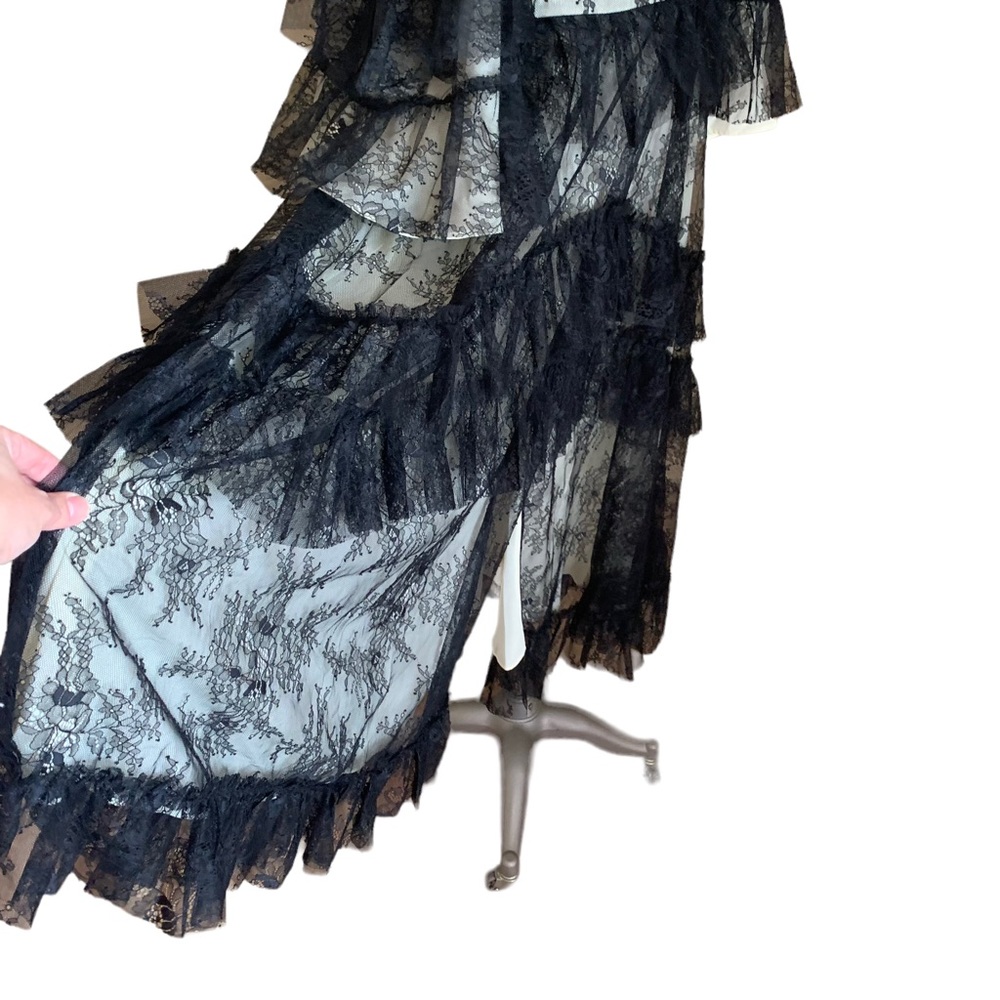 Lovely Alexa Chung Black Lace Tiered Off Shoulder Dress US 12 Party Wedding - Picture 7 of 10